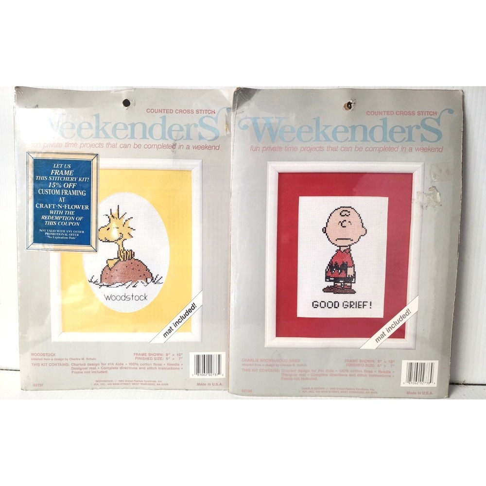 Weekenders Counted Cross Stitch - Charlie Brown & Woodstock ‎  NIP
